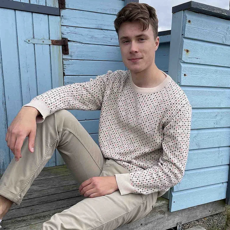 Stickad tröja herr i jacquardmönster, Peder Stickad Tröja från ebbe
