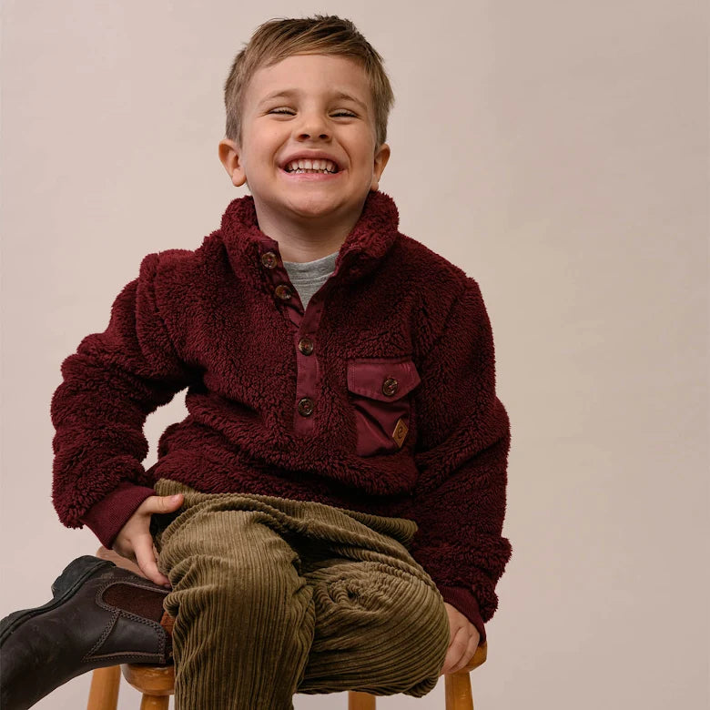 Sten Fleece Sweater i Bordeaux – fleece för barn