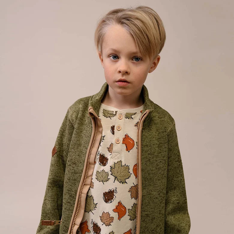 Mattis Fleece Jacket i Olive Green – fleece för barn